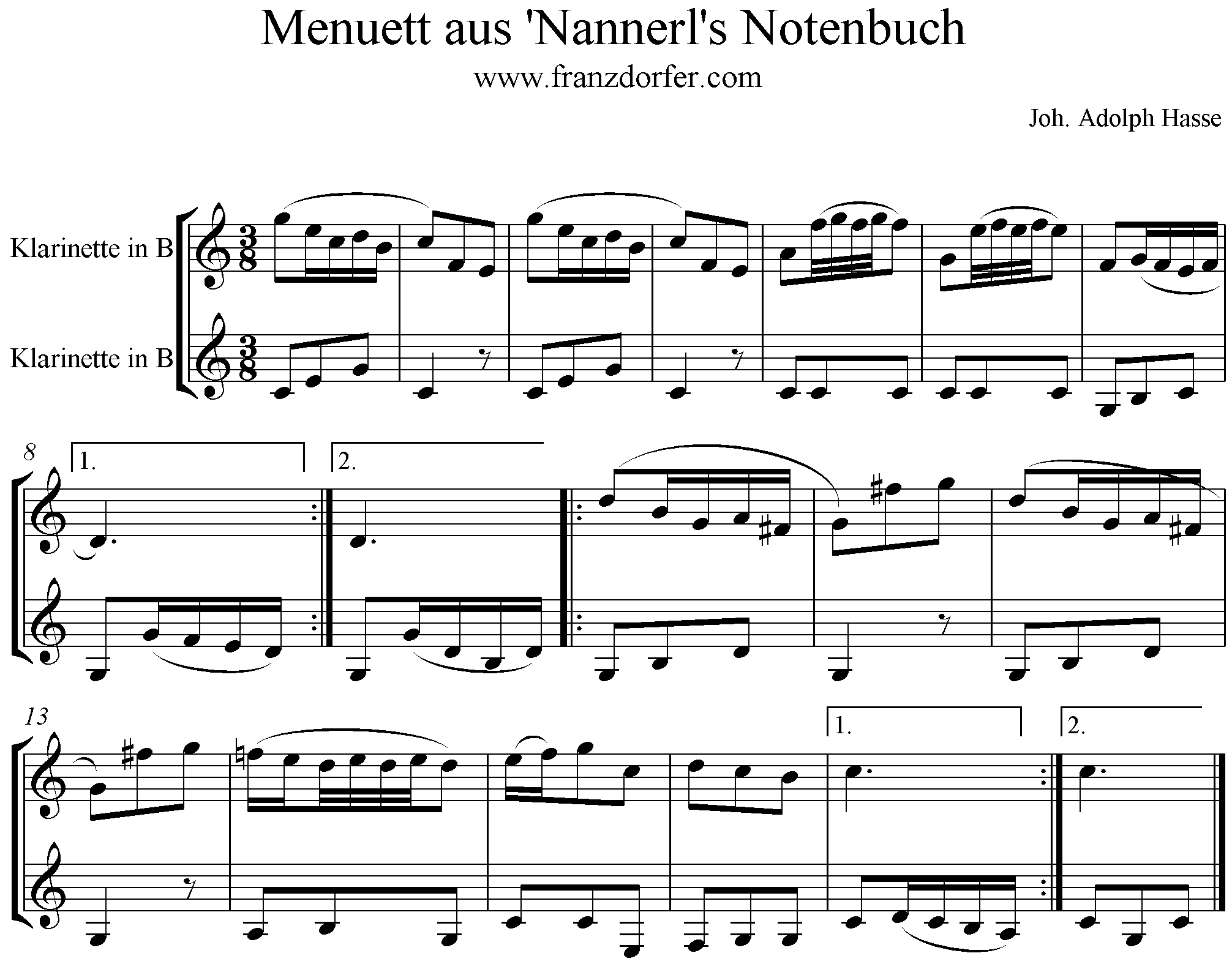 Leopold Mozart, Duett, Klarinette